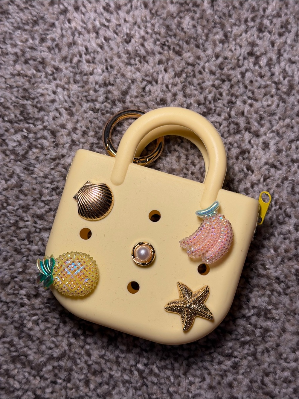 Yellow Mini Purse Charm Bag with Tropical Pins
